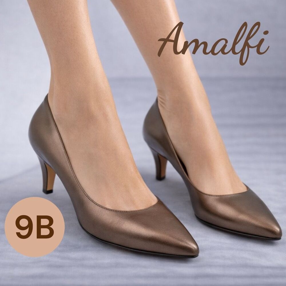 Amalfi Women's Monica Pointed Toe Kitten Heel Slip-On Pump Bronze Sz 9B Vintage